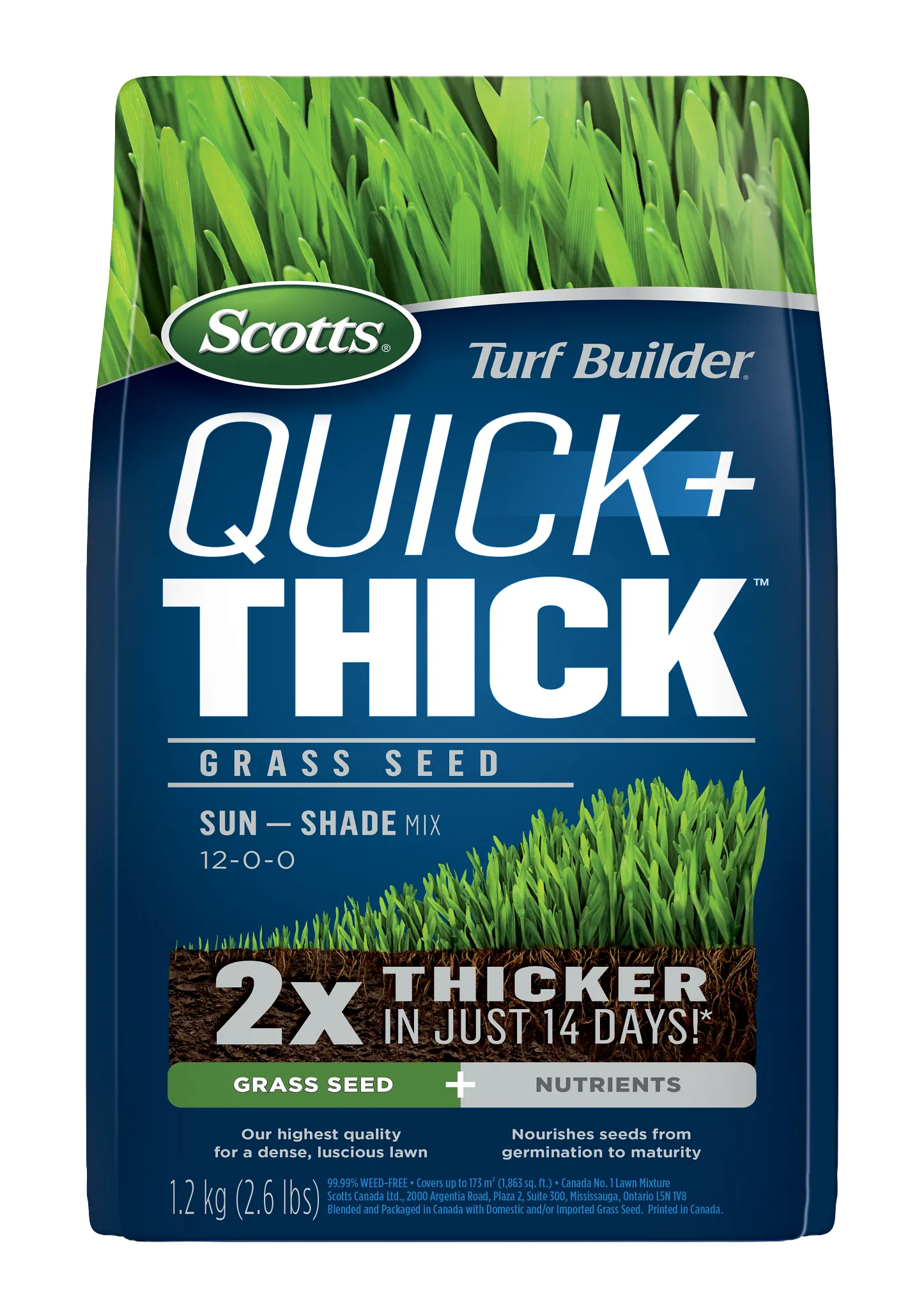 Scotts Turf Builder Quick + Thick Grass Seed Sun - Shade 1.2 kg