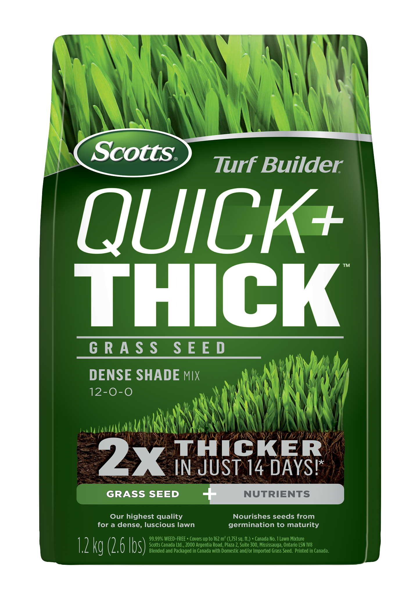 Scotts Turf Builder Quick + Thick Grass Seed Dense Shade 1.2 kg
