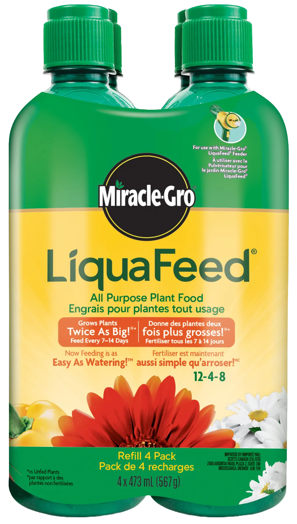 Miracle-Gro LiquaFeed All Purpose Plant Food Concentrate 12-4-8 Refill 4-Pack 4 x 567 g