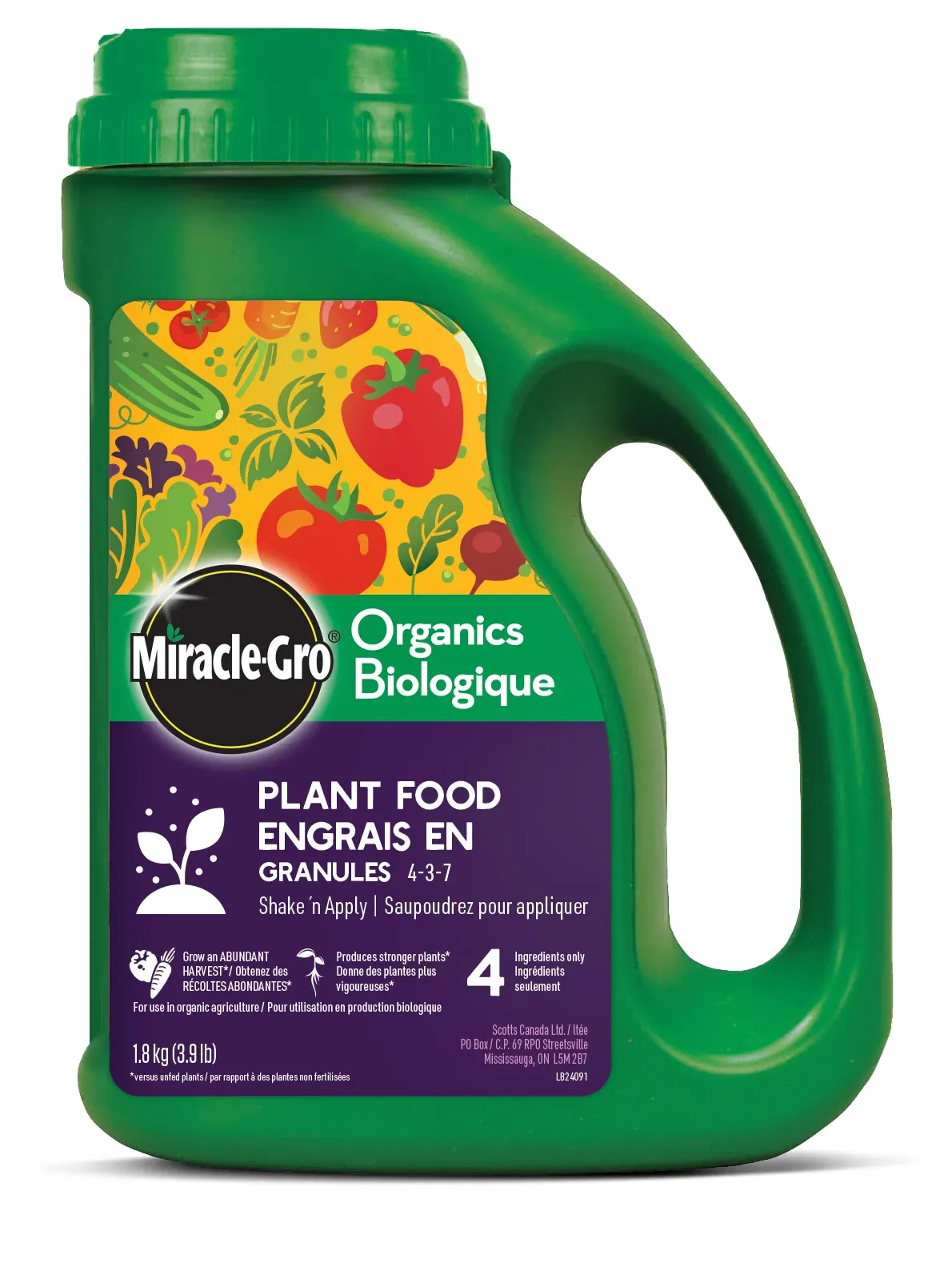 Miracle-Gro Organics Plant Food Granules for Vegetables & Herbs 4-3-7 1.8 kg