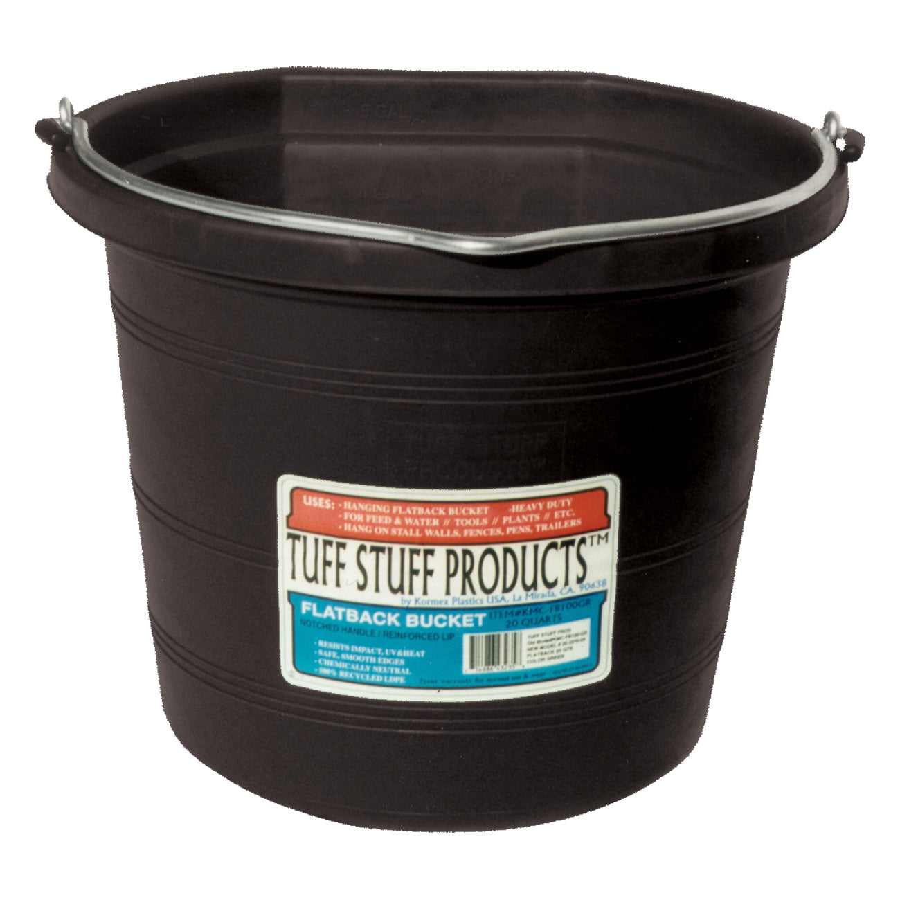 Tuff Stuff flat back pail 20 qts (Black)