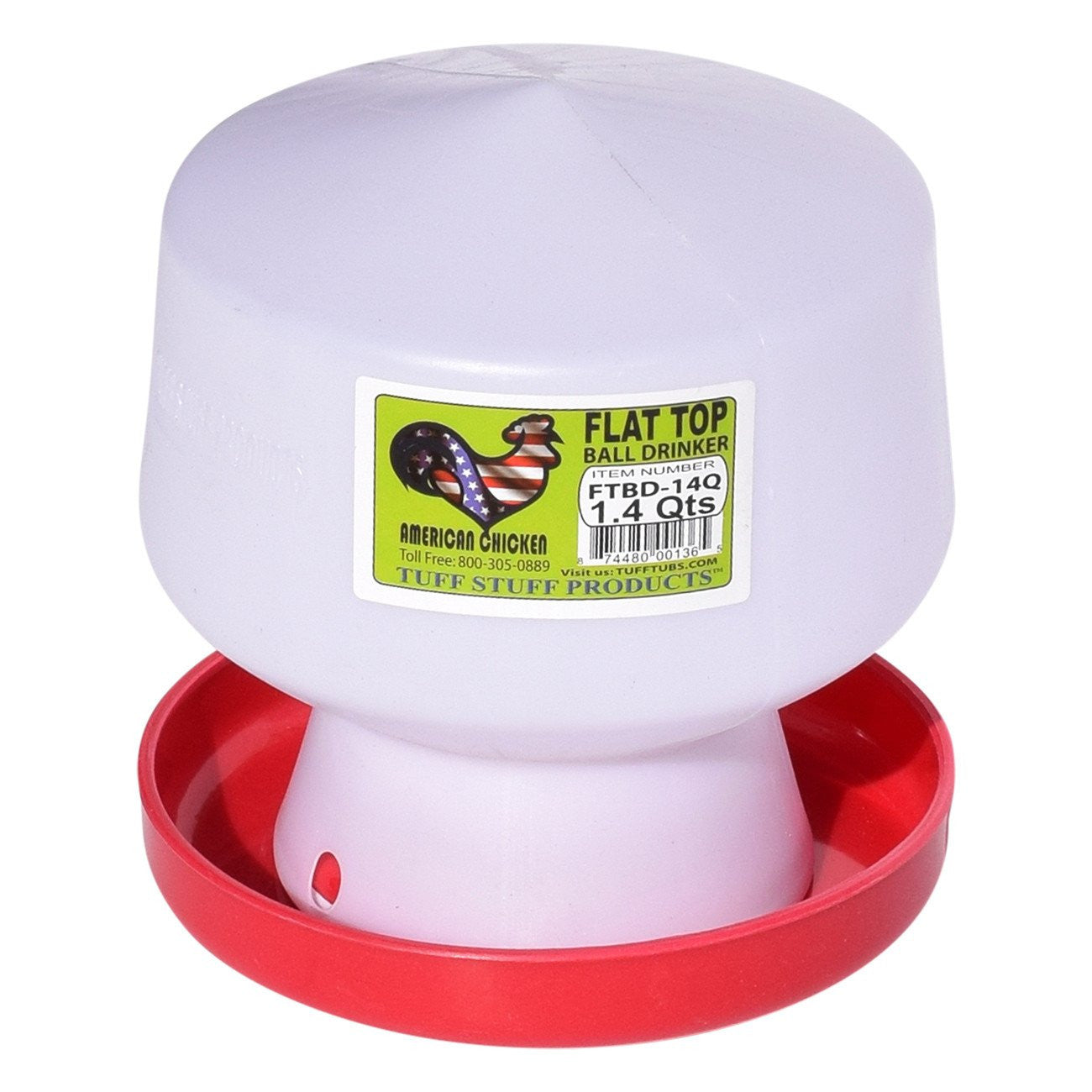 Tuff Stuff poultry flat top ball drinker - 1.4qts