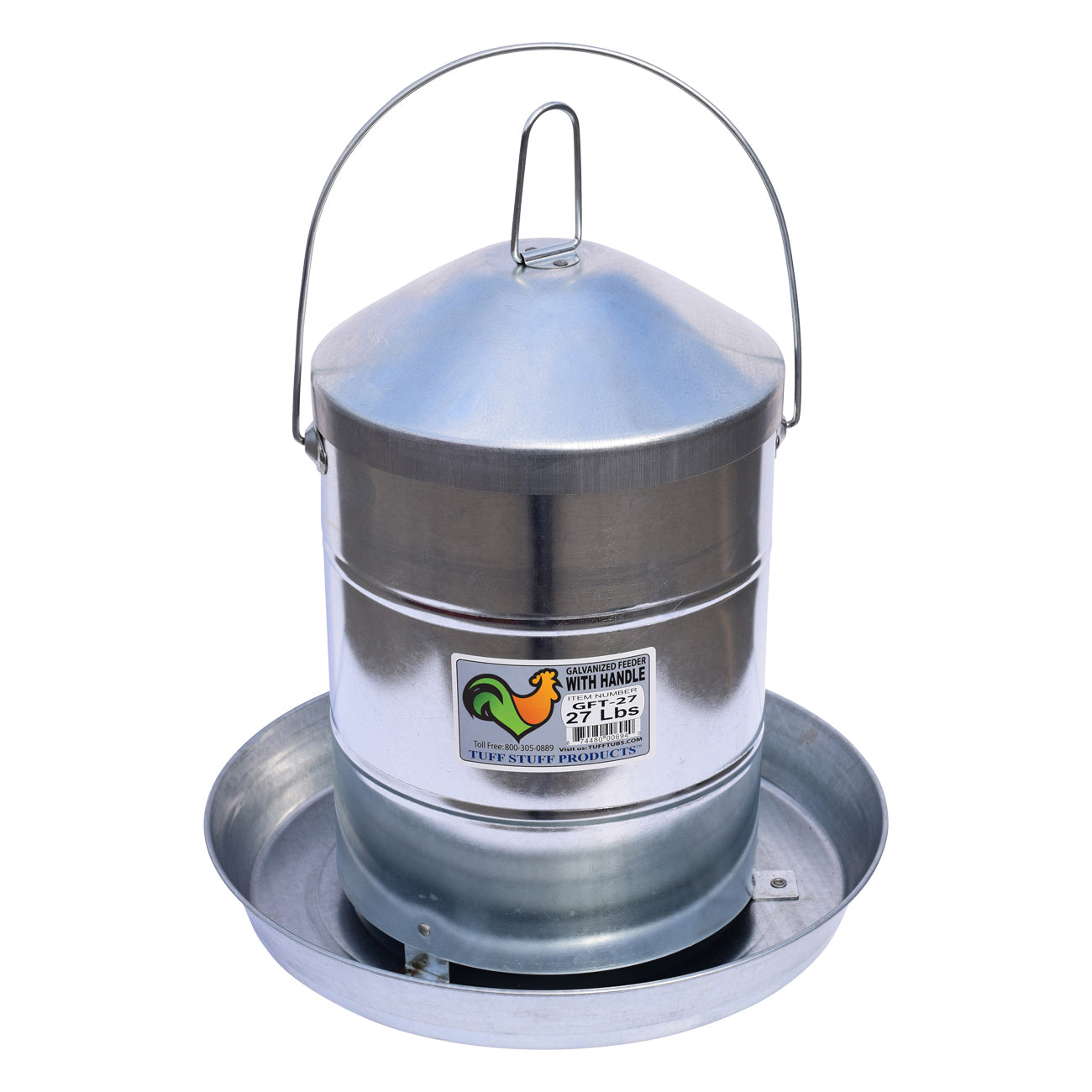 Tuff Stuff galvanized poultry feeder w/ handle - 27lbs