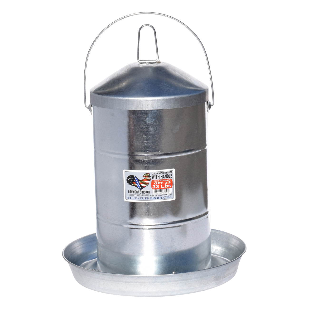 Tuff Stuff galvanized poultry feeder w/ handle - 33lbs