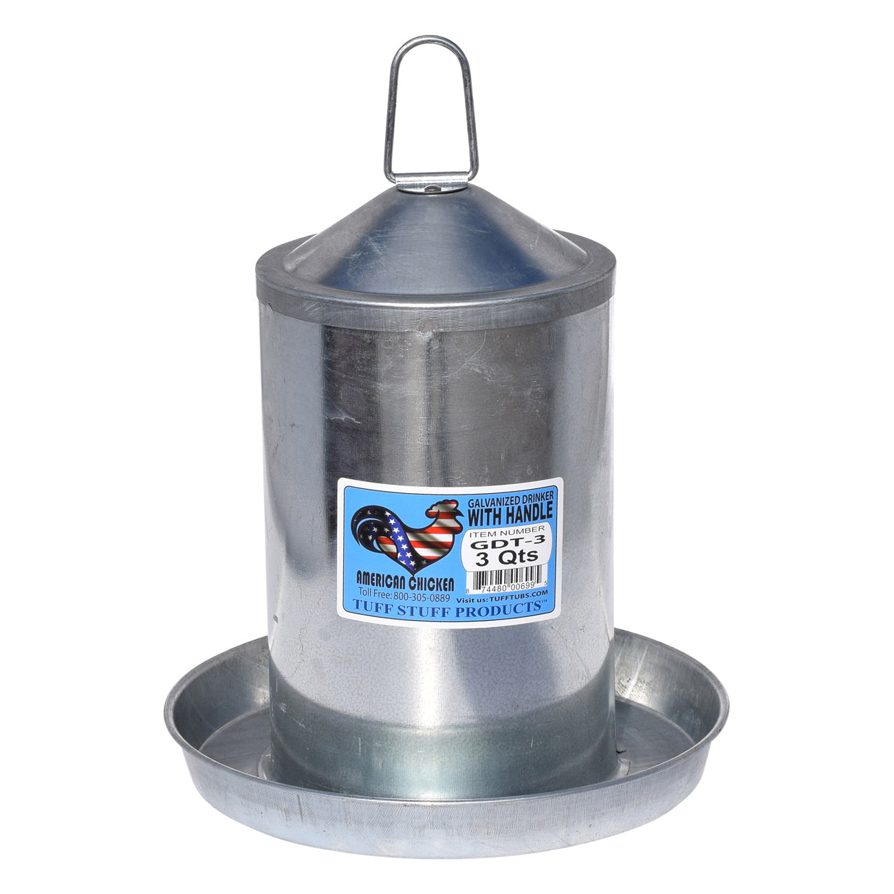 Tuff Stuff galvanized poultry drinker - 3qts