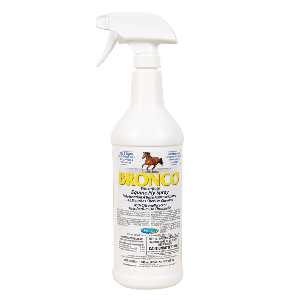 Farnam Bronco Equine Fly Spray 946 mL trigger bottle