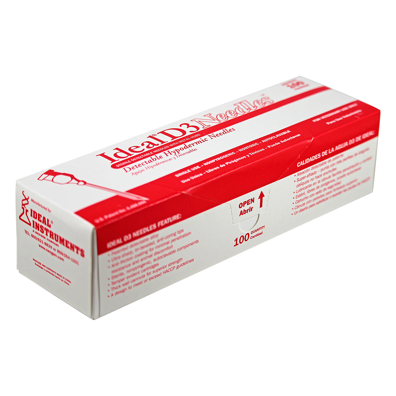 Ideal D3 detectable brass hub needle (100 per box) 16 X 1 1/2
