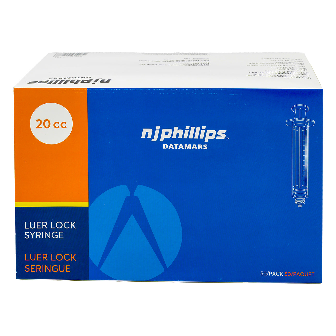 N.J. Phillips luer lock syringe 20cc (50/box)