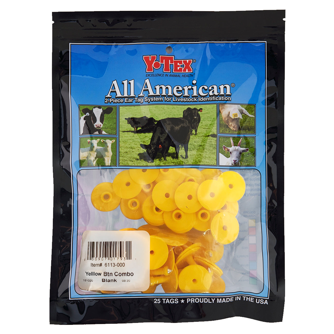Y-Tex All American female button combo 25/bag (yellow)