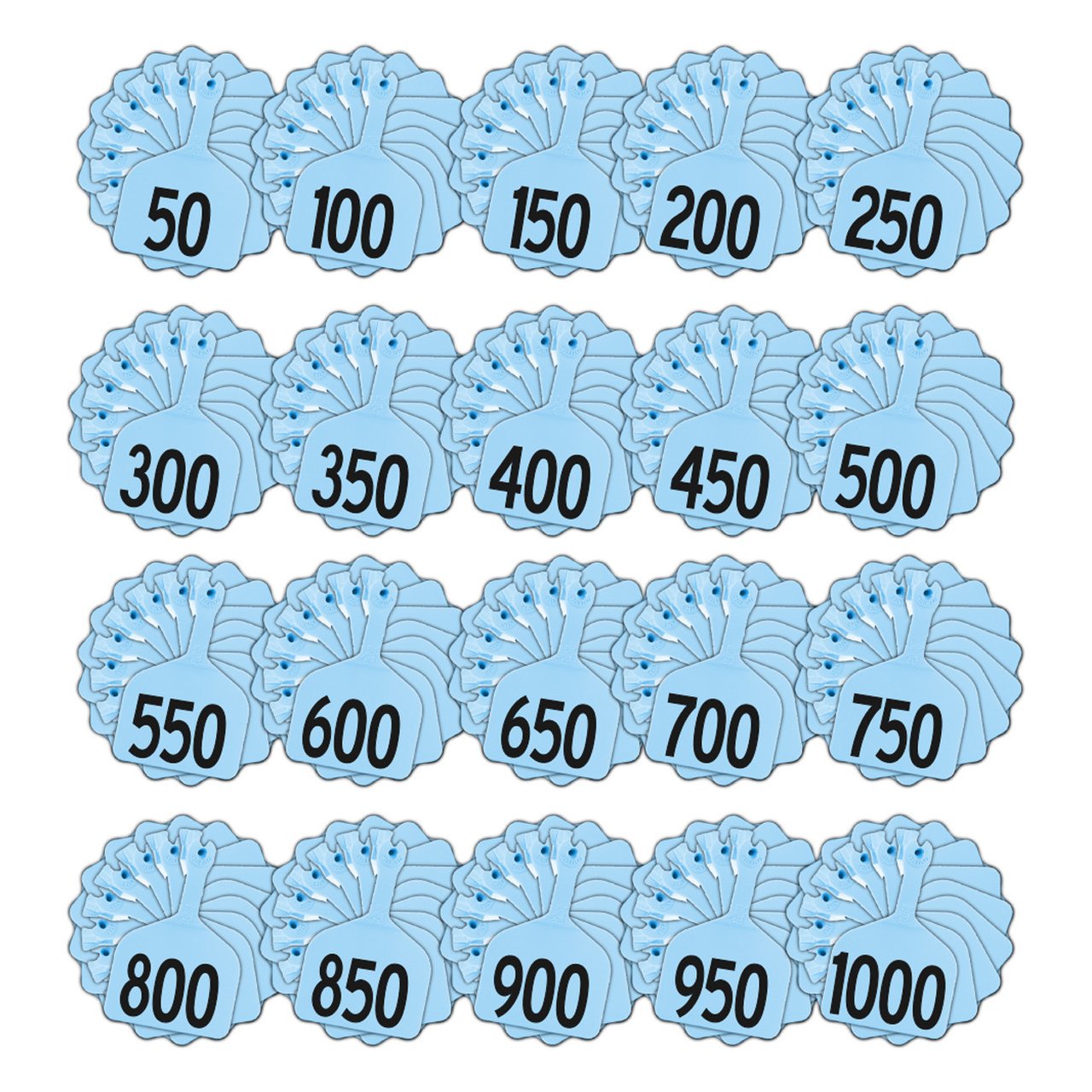 Z Tags 1 piece feedlot stamped 1-1000 (Blue)
