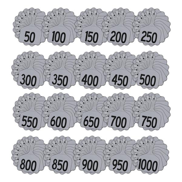 Z Tags 1 piece feedlot stamped 1-1000 (Red)