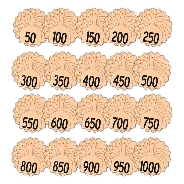 Z Tags 1 piece feedlot stamped 1-1000 (Peach)