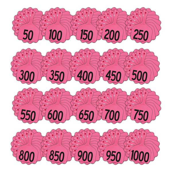 Z Tags 1 piece feedlot stamped 1-1000 (Pink)