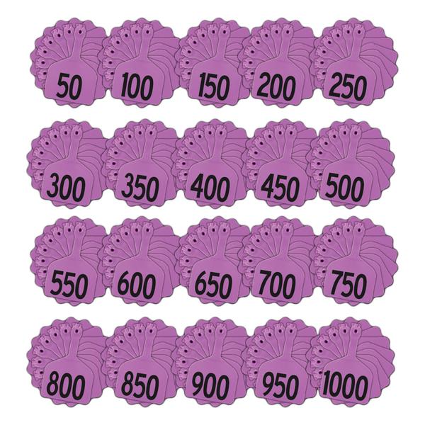 Z Tags 1 piece feedlot stamped 1-1000 (Purple)