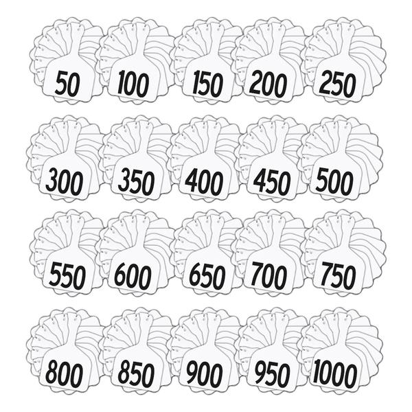Z Tags 1 piece feedlot stamped 1-1000 (White)