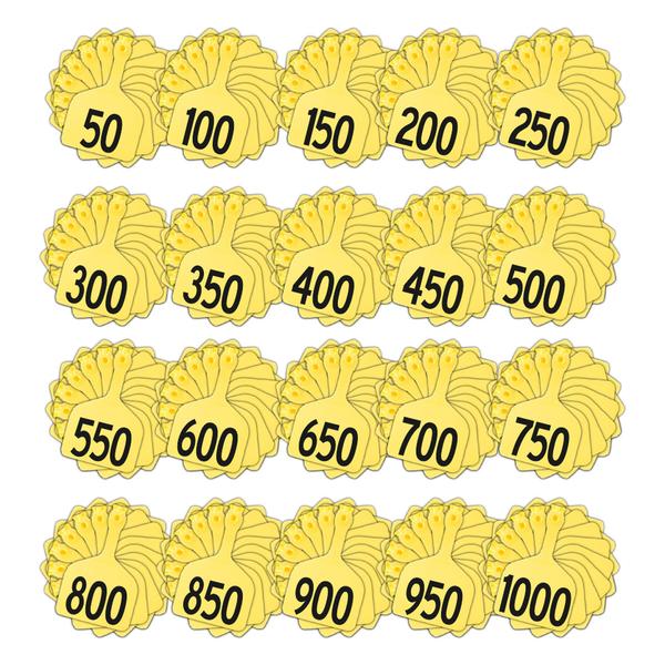 Z Tags 1 piece feedlot stamped 1-1000 (Yellow)