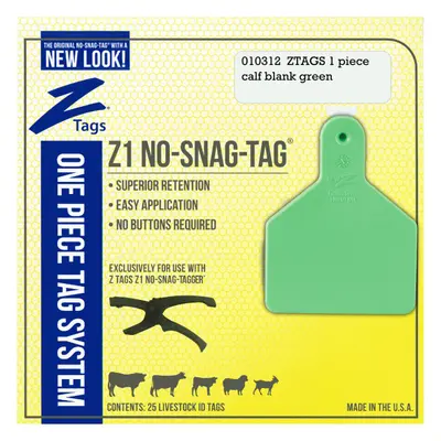 Z Tags Calf Blank Tags, 25 Pack (Green)