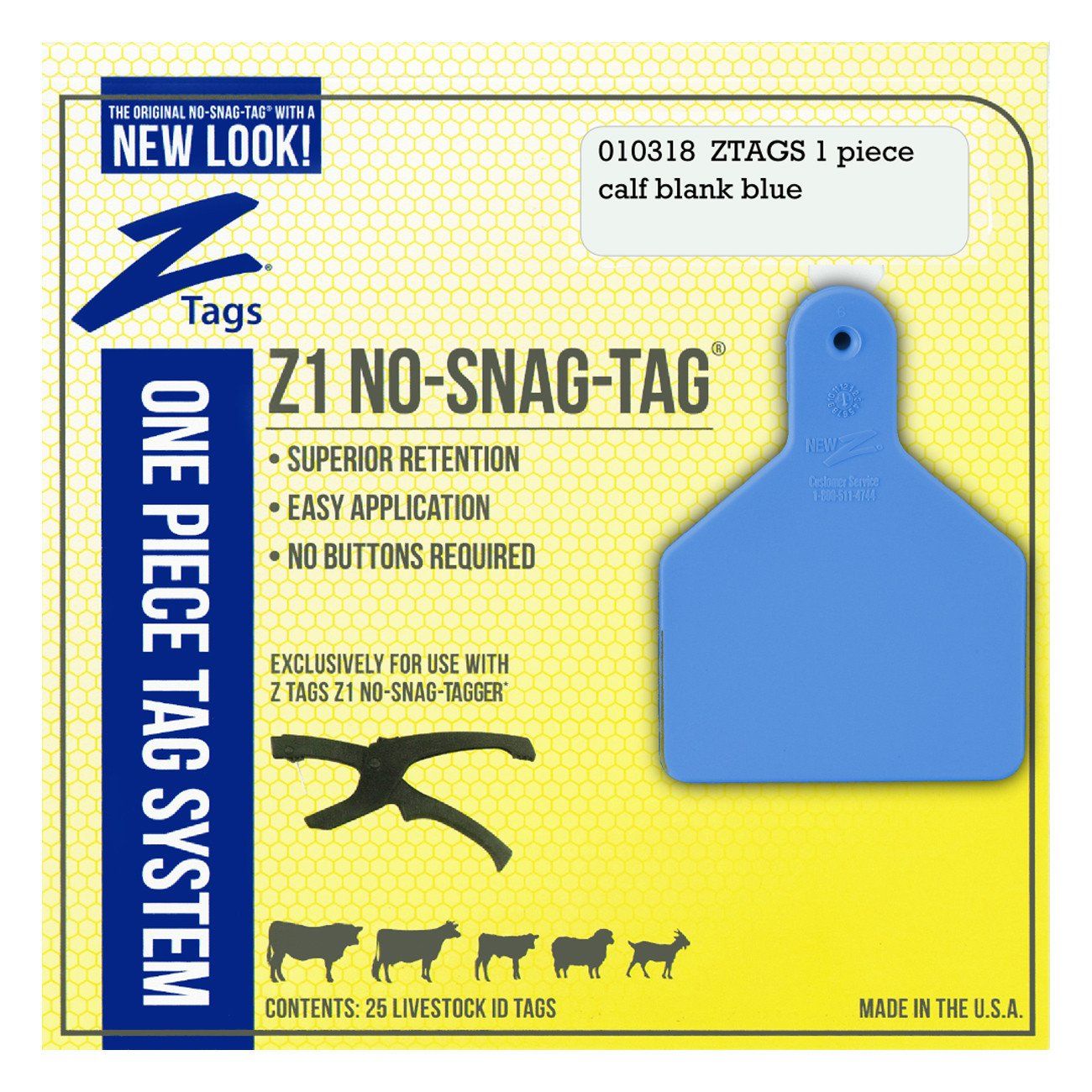 Z Tags Calf Blank Tags, 25 Pack (Blue)