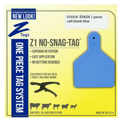 Z Tags Calf Blank Tags, 25 Pack (Blue)