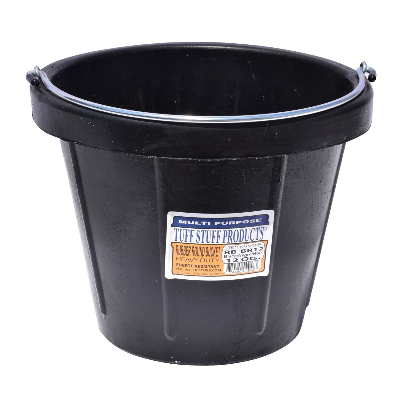 Tuff Stuff rubber round bucket 12 qts with handle