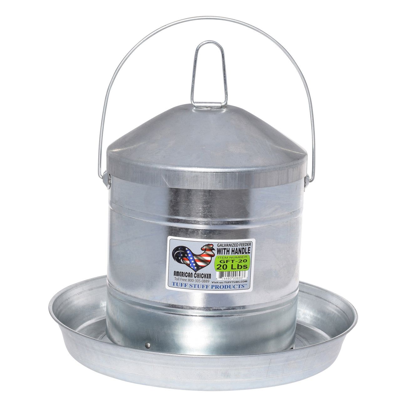 Tuff Stuff galvanized poultry feeder w/ handle - 20lbs