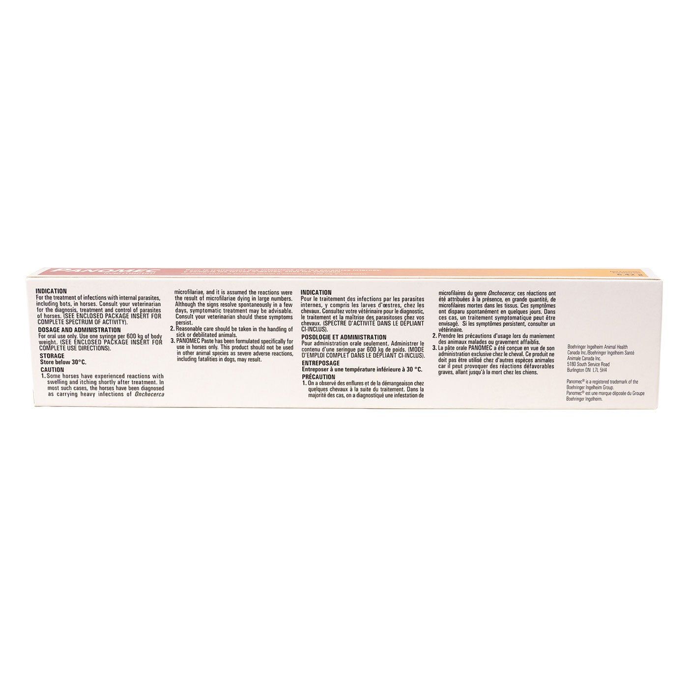 Panomec box back panel with label directions