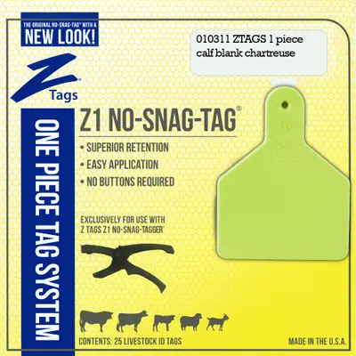 Z Tags Calf Blank Tags, 25 Pack (Light Green/Chartreuse)