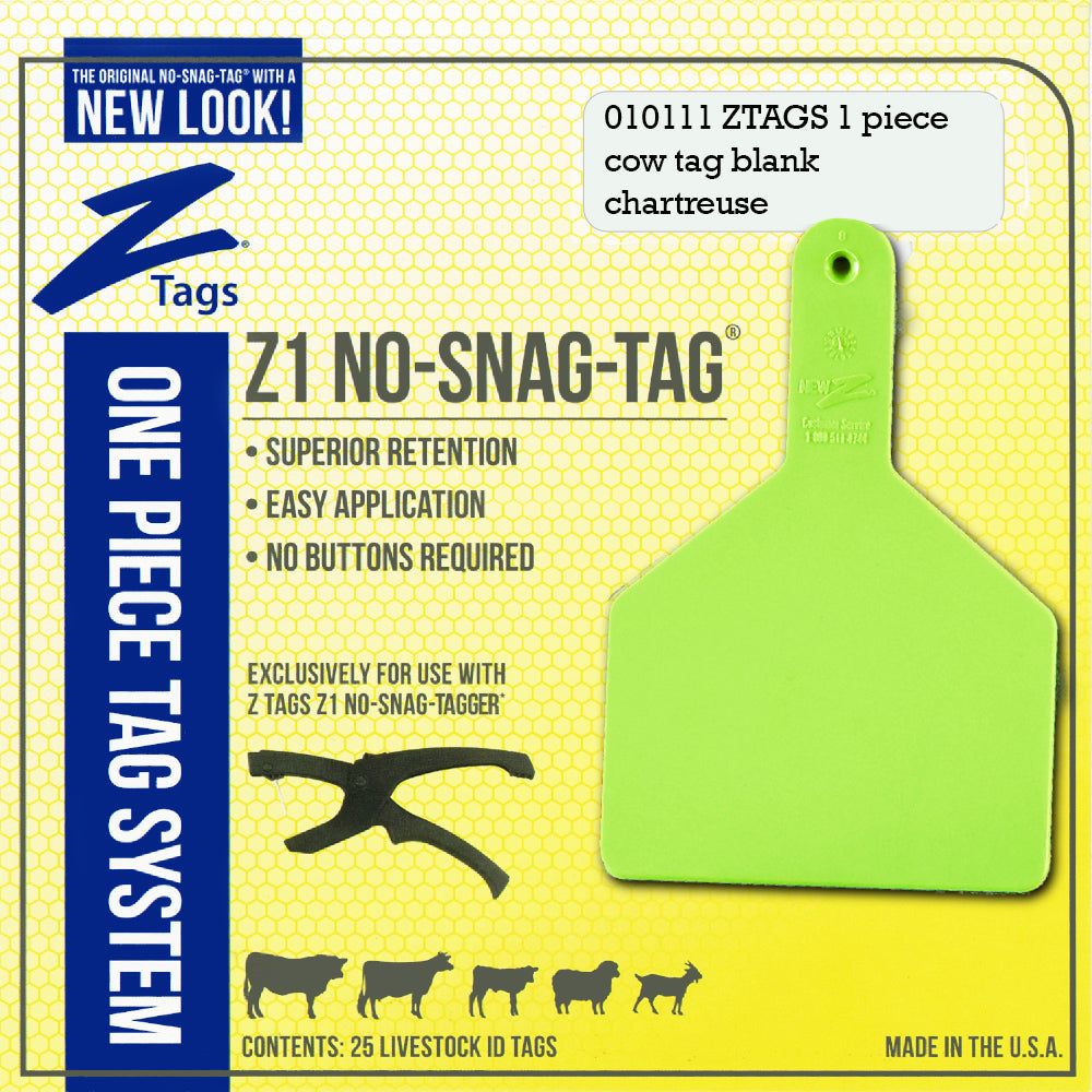 Z Tags Cow Blank Tags, 25 Pack (Light Green/Chartreuse)