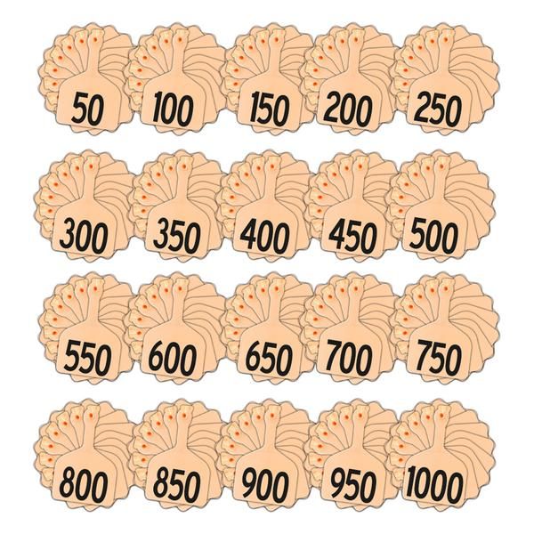 Z Tags Feedlot Tags Stamped 1-1000, 50 Pack (Light Orange/Peach)