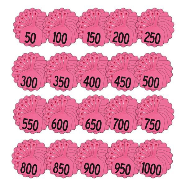 Z Tags Feedlot Tags Stamped 1-1000, 50 Pack (Pink)