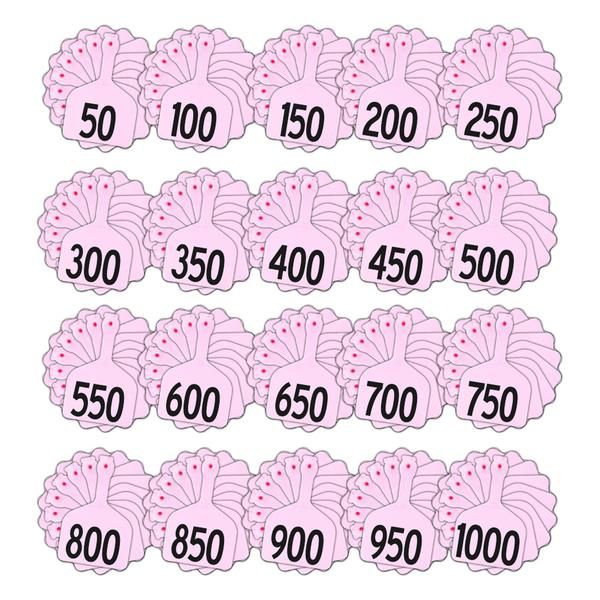 Z Tags Feedlot Tags Stamped 1-1000, 50 Pack (Light Pink/Rose)