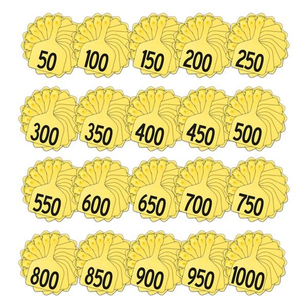 Z Tags Feedlot Tags Stamped 1-1000, 50 Pack (Yellow)