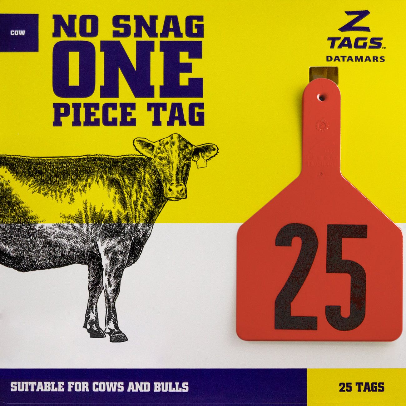Z Tags Cow Tags Stamped 1-200, 25 Pack (Red)