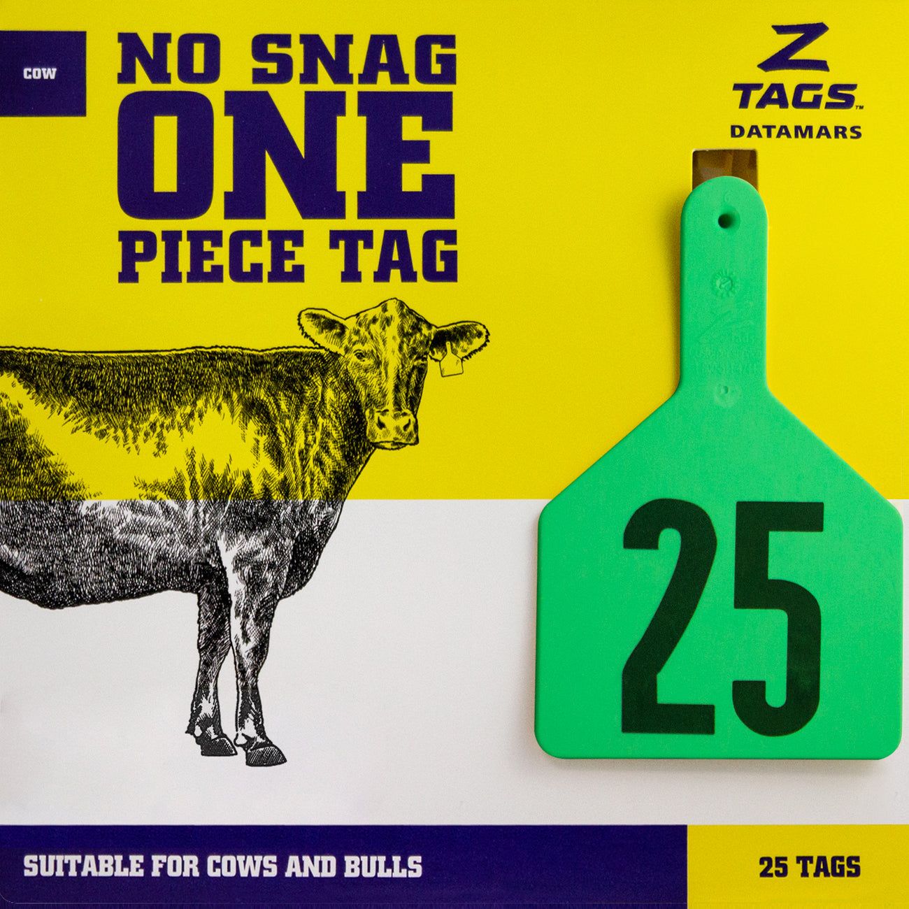 Z Tags Cow Tags Stamped 1-200, 25 Pack (Green)