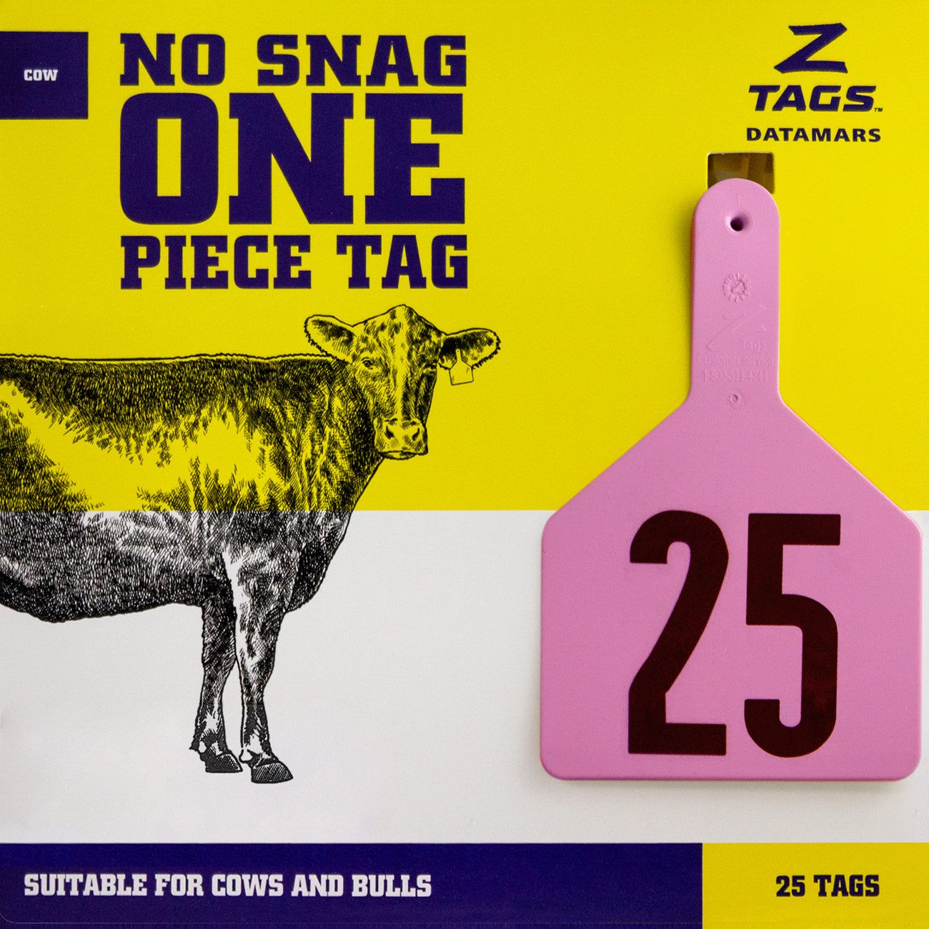 Z Tags Cow Tags Stamped 1-200, 25 Pack (Pink)