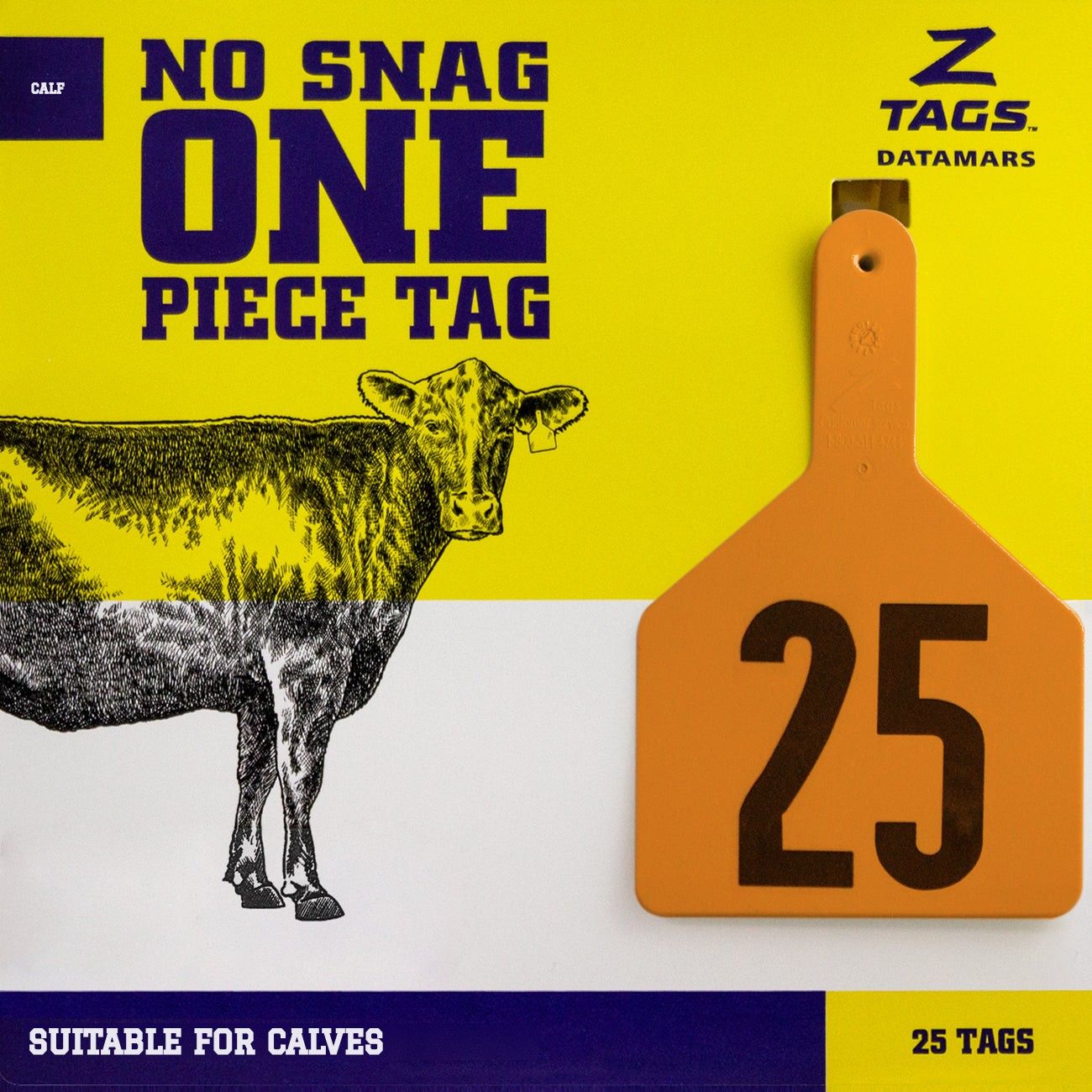 Z Tags Calf Tags Stamped 1-200, 25 Pack (Orange)