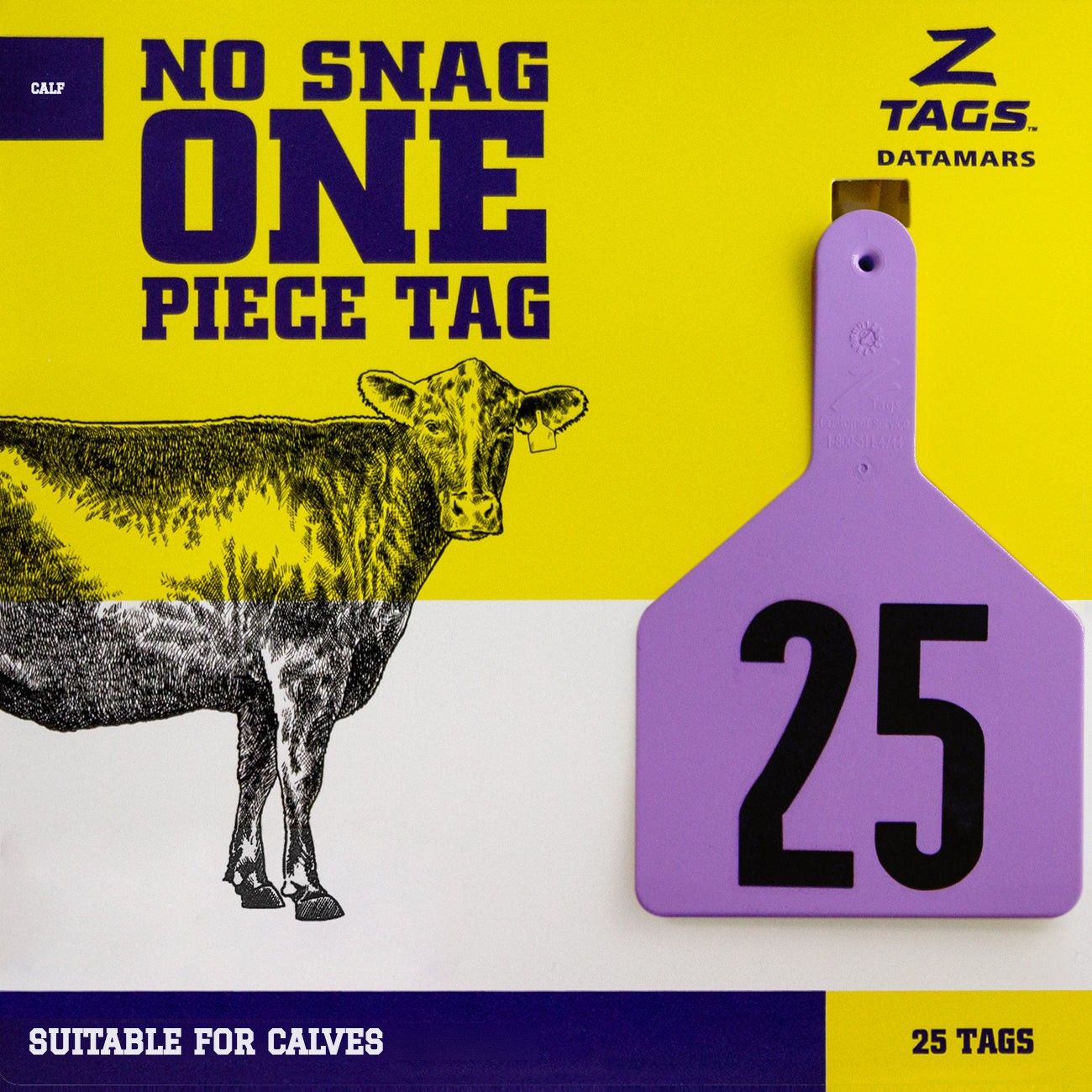 Z Tags Calf Tags Stamped 1-200, 25 Pack (Purple)