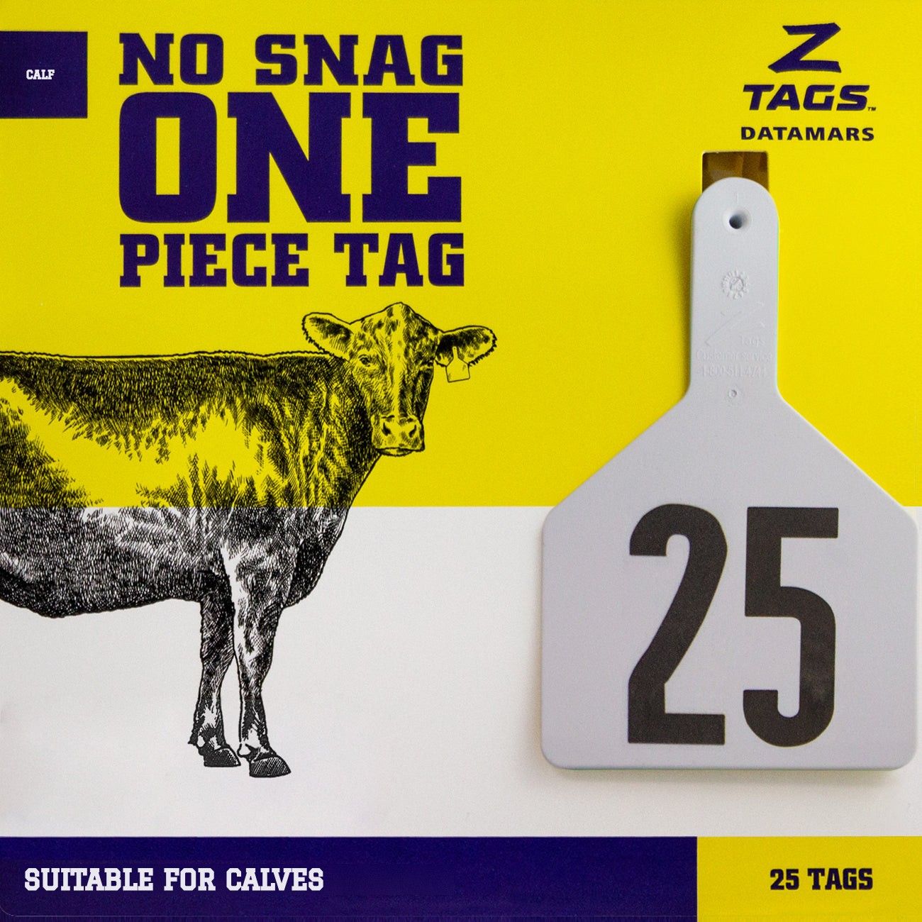 Z Tags Calf Tags Stamped 1-200, 25 Pack (White)