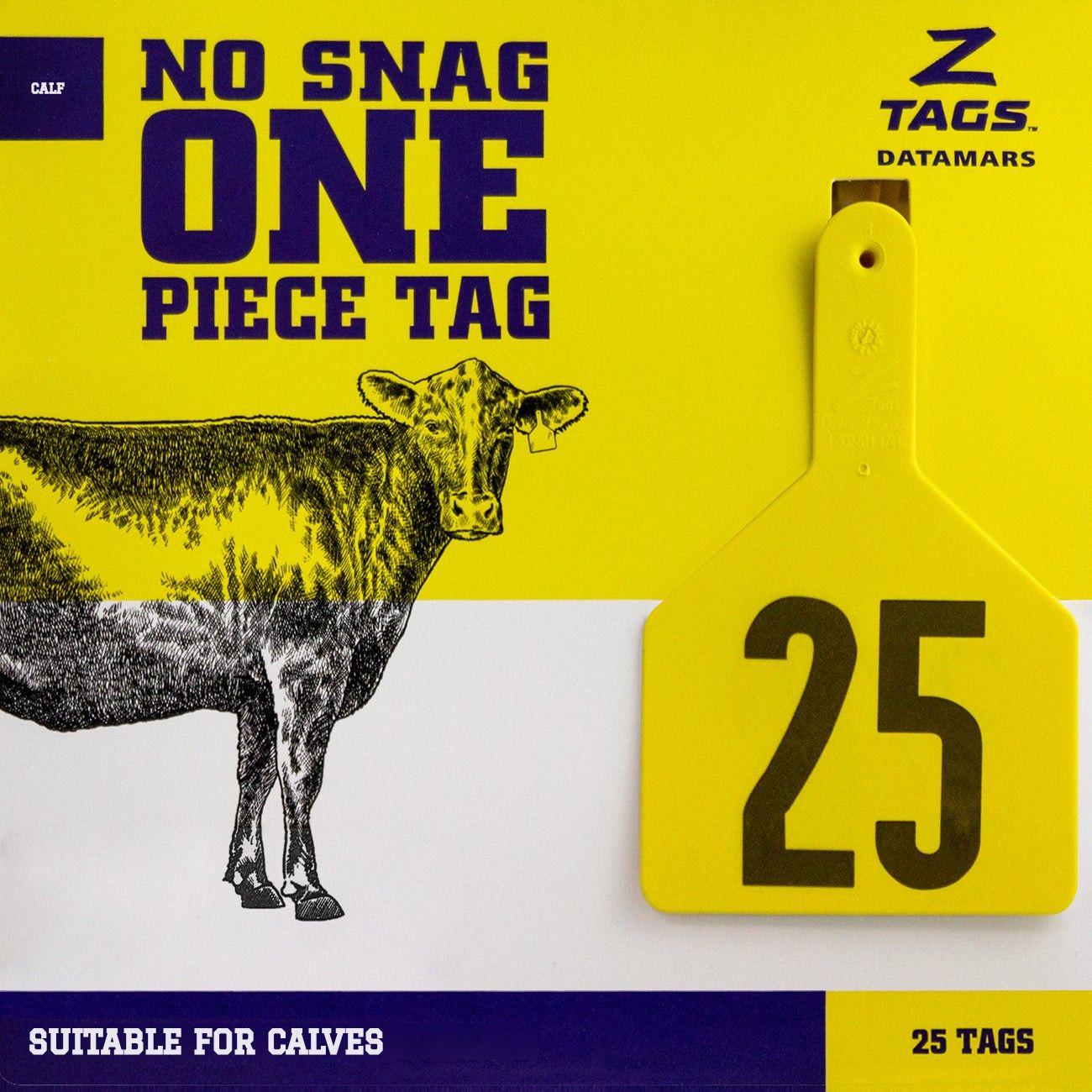 Z Tags Calf Tags Stamped 1-200, 25 Pack (Yellow)